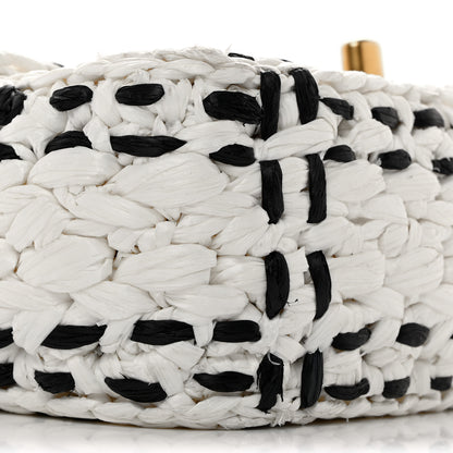 Chanel Raffia Effect Tweedy Mini Flap Bag White Black 9 of 10