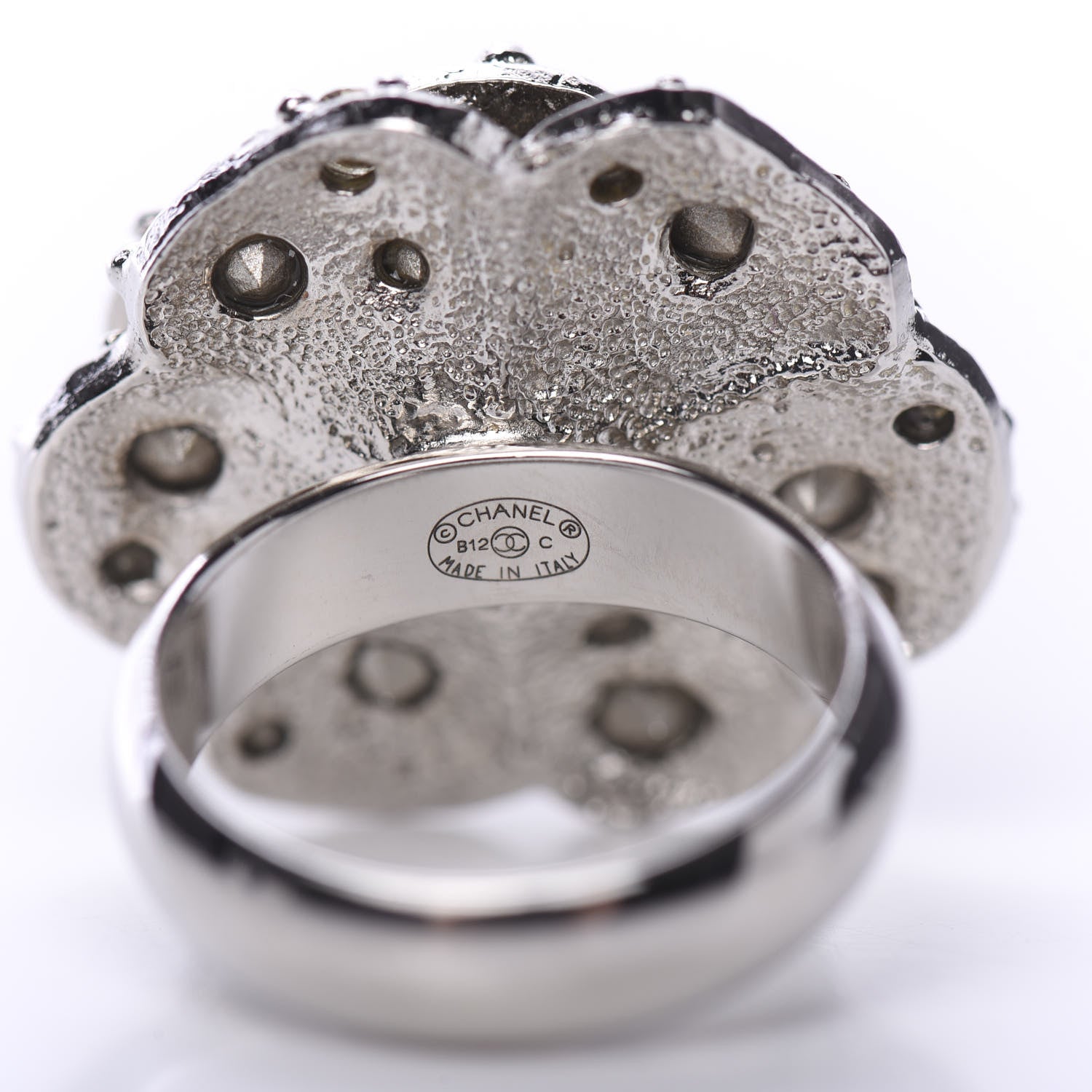 Chanel Strass CC Camellia Ring 6.25 Silver 4 of 5