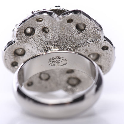 Chanel Strass CC Camellia Ring 6.25 Silver 4 of 5