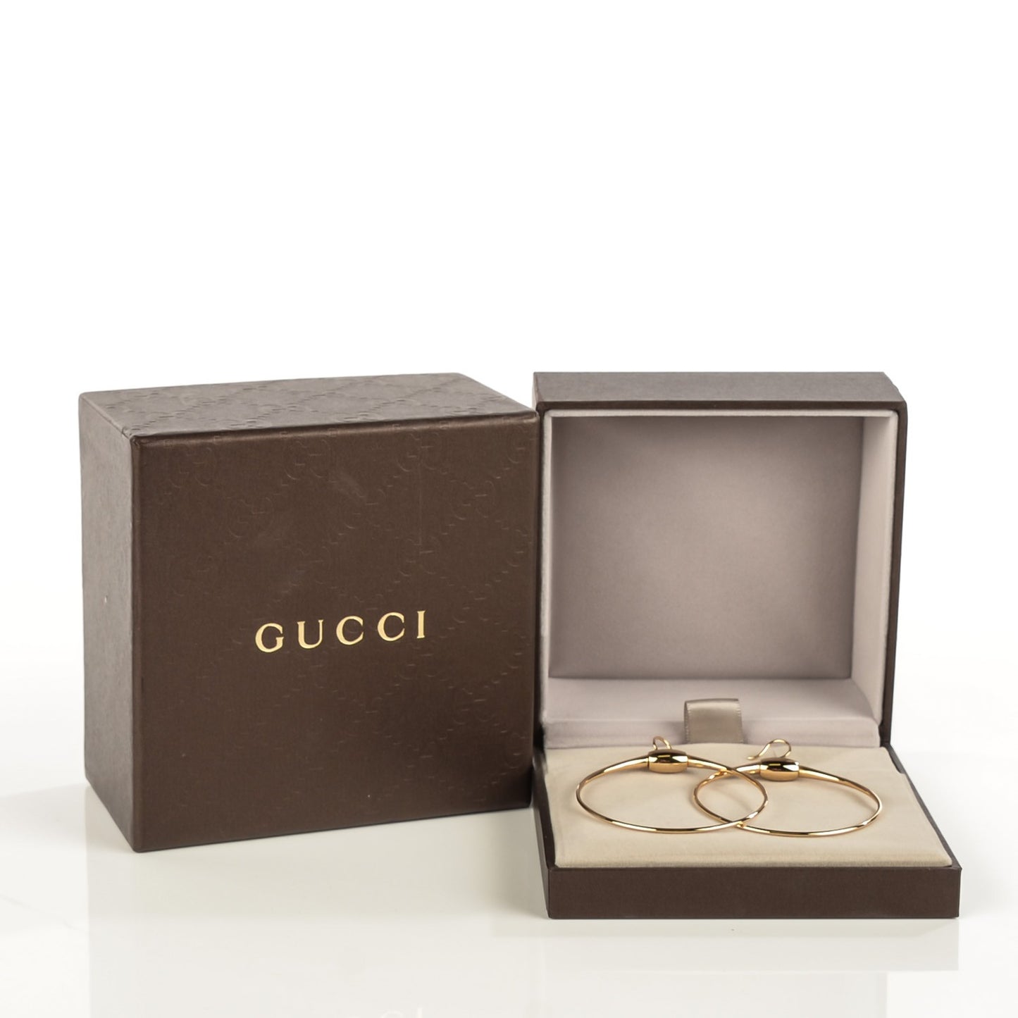 18K Yellow Gold Horsebit Drop Hoop Earrings