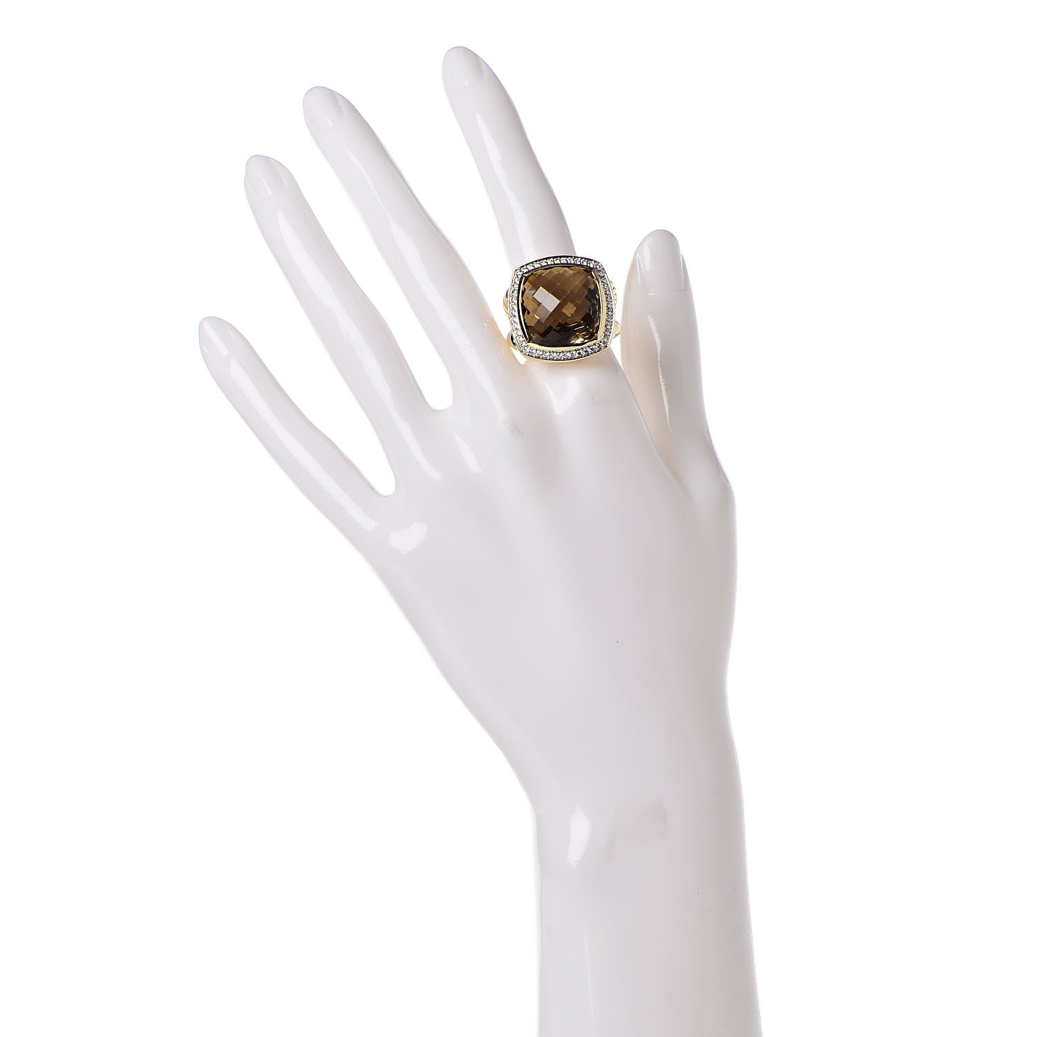 David Yurman 18K Yellow Gold Diamond Champagne Citrine 17mm Albion Ring 55 7.25 2 of 6