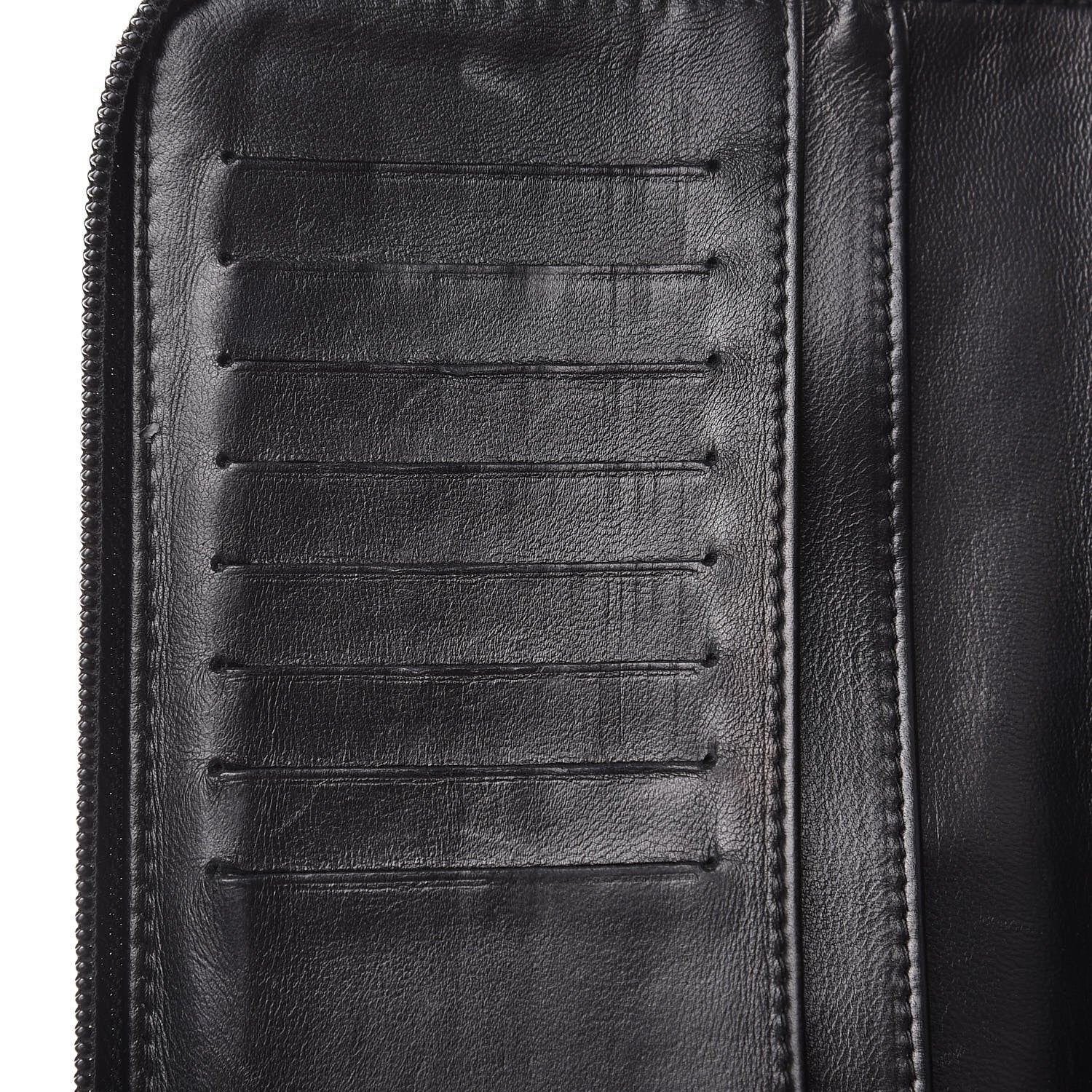 Chanel Lambskin Camellia Embossed Zip Around Organizer Wallet Black 11 of 15