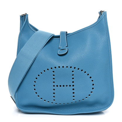 Hermes Taurillon Clemence Evelyne III PM PM Blue Jean 1 of 10