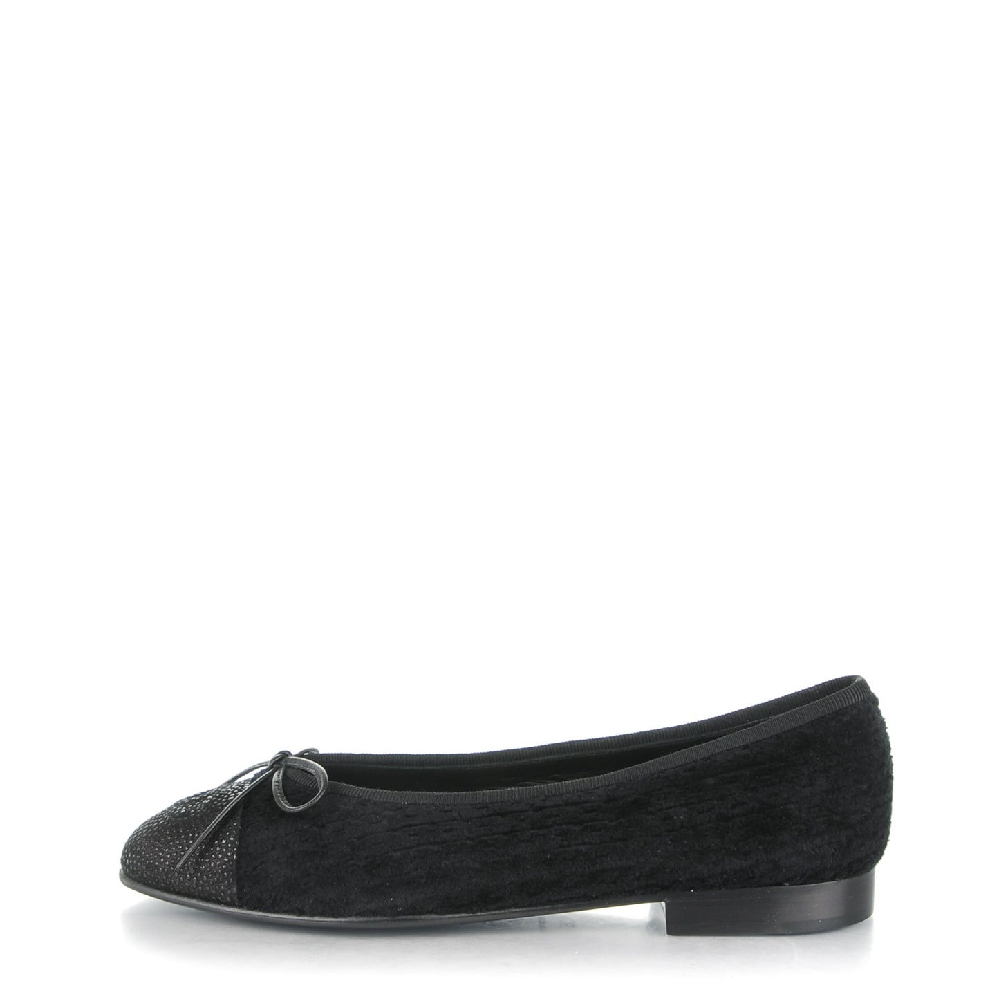 Tweed Caviar Cap Toe Ballerina Flats 35 Black