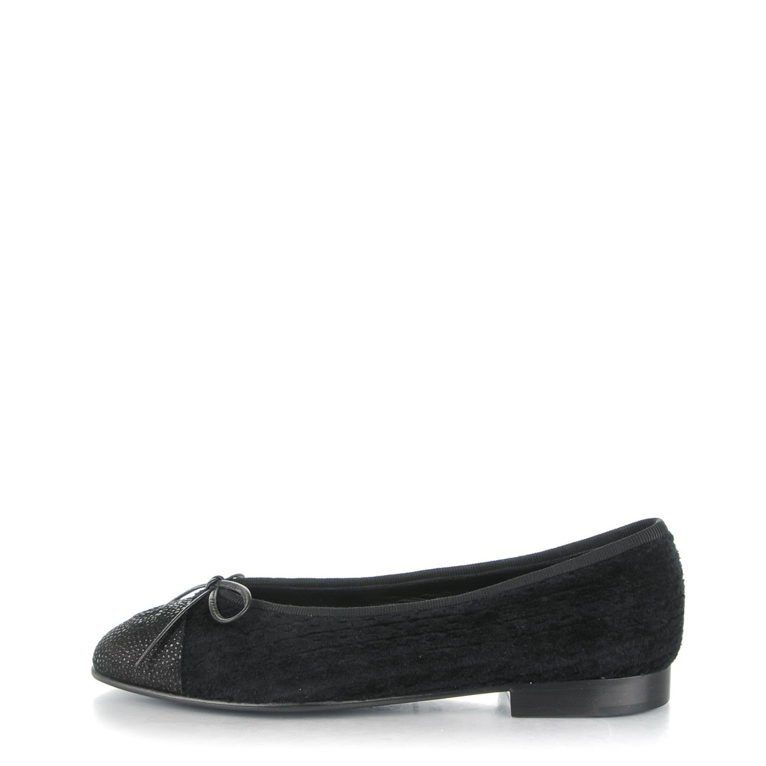 Chanel Tweed Caviar Cap Toe Ballerina Flats 35 Black 1 of 7