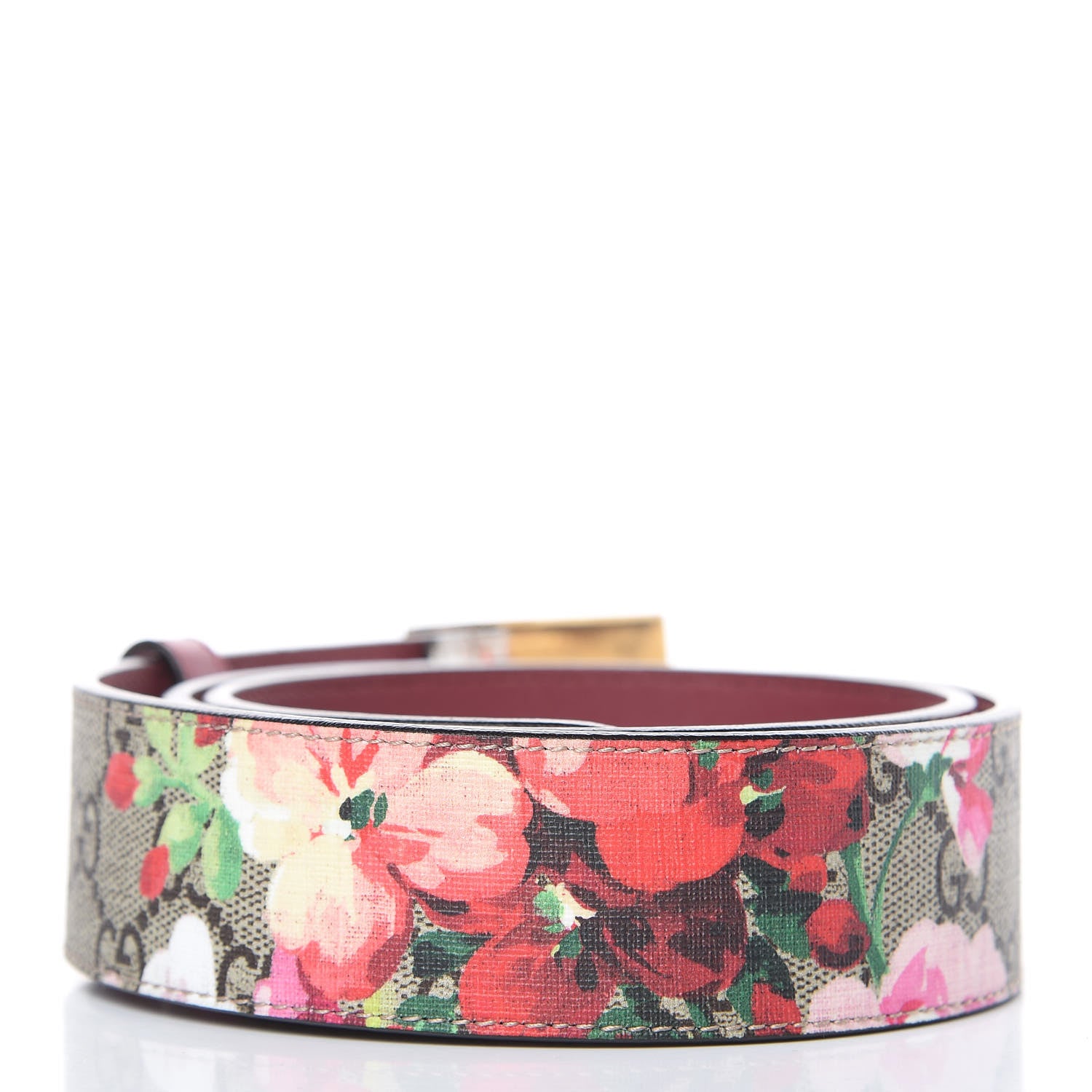 Gucci GG Plus Monogram Blooms Plaque Belt 85 34 Beige Multicolor Dry Rose 3 of 6