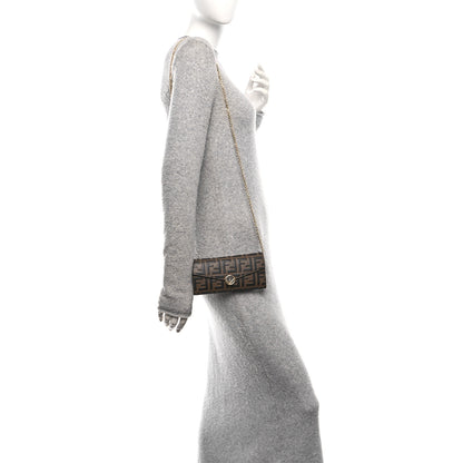 Fendi Vitello Soft F is Fendi Bi-Color FF 1974 Embossed Continental Envelope Wallet On Chain Maya Black 2 of 10