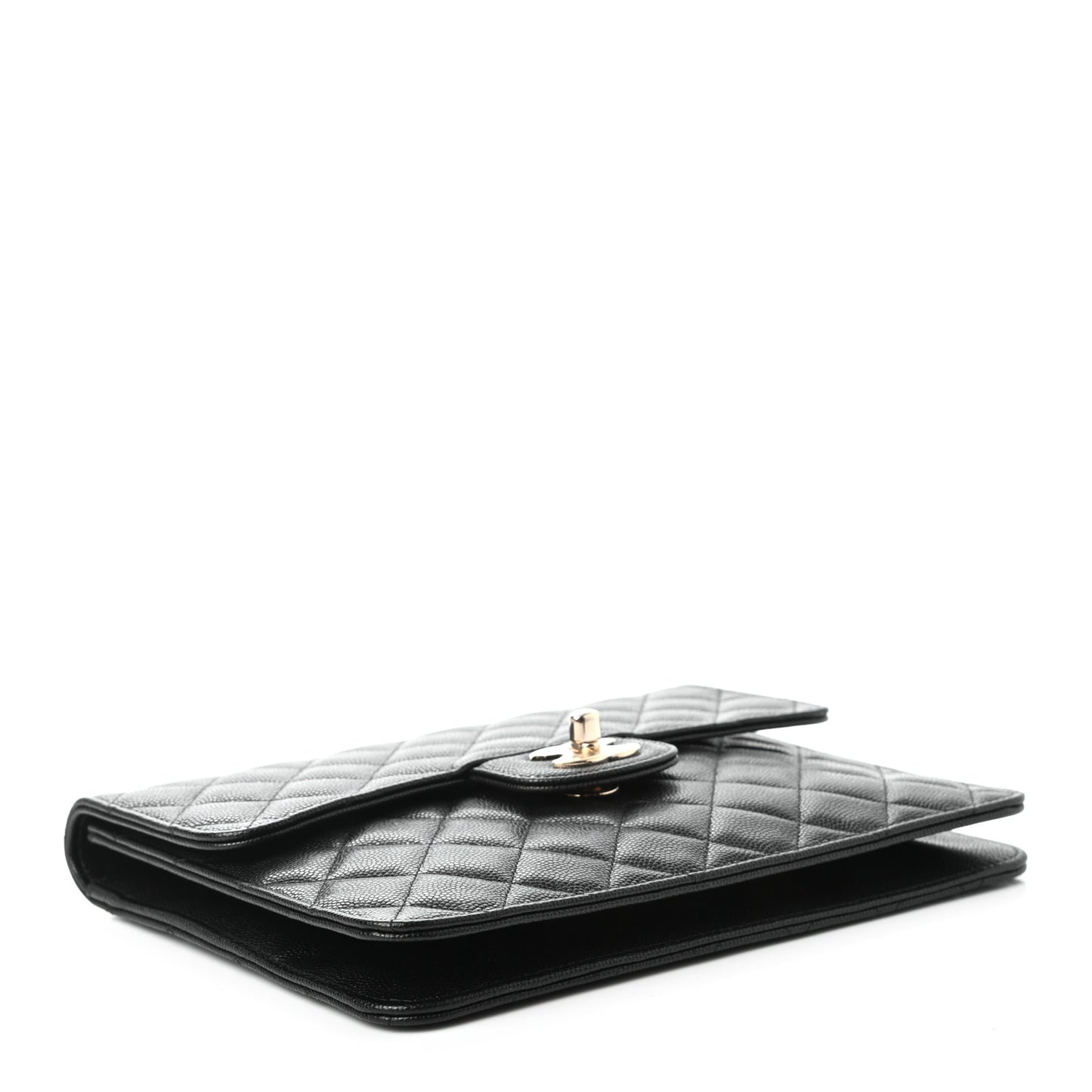 Caviar Quilted Square Flap Clutch Black