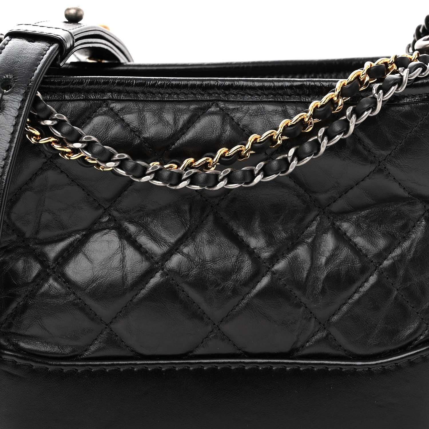 Chanel Aged Calfskin Quilted Small Gabrielle Hobo Black 8 of 10