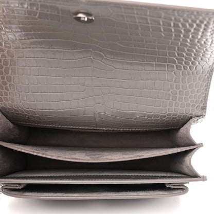 Saint Laurent Calfskin Crocodile Embossed Medium Monogram Sunset Fog 5 of 10