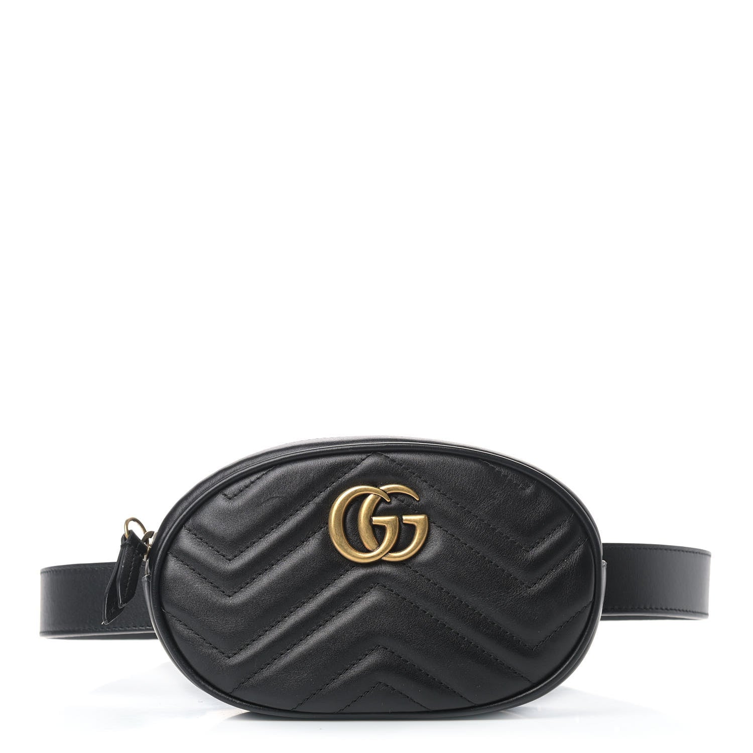 Gucci Calfskin Matelasse GG Marmont Belt Bag 85 34 Black 1 of 9