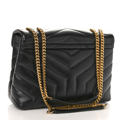 Saint Laurent Calfskin Y Quilted Monogram Small Loulou Chain Satchel Black 3 of 9