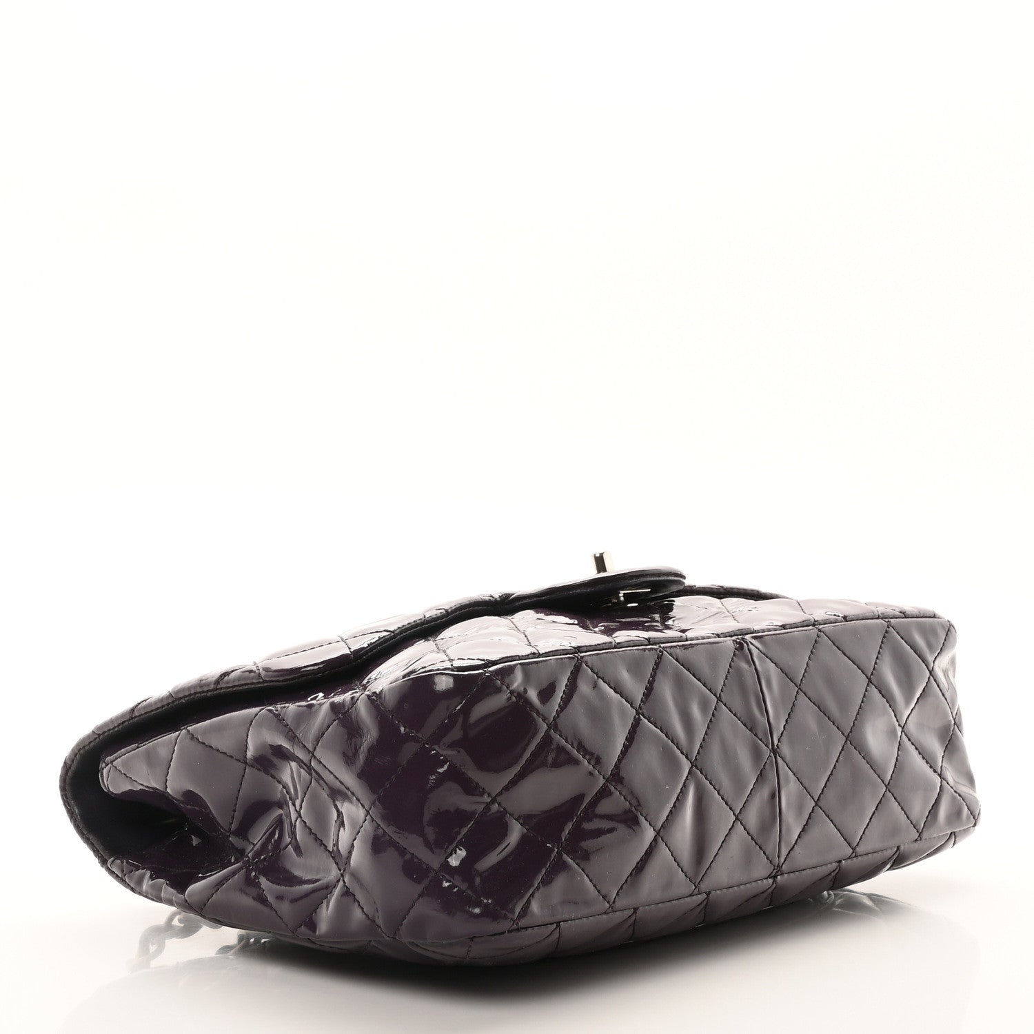 Chanel Patent Quilted Jumbo Single Flap Dark Purple 4 of 11