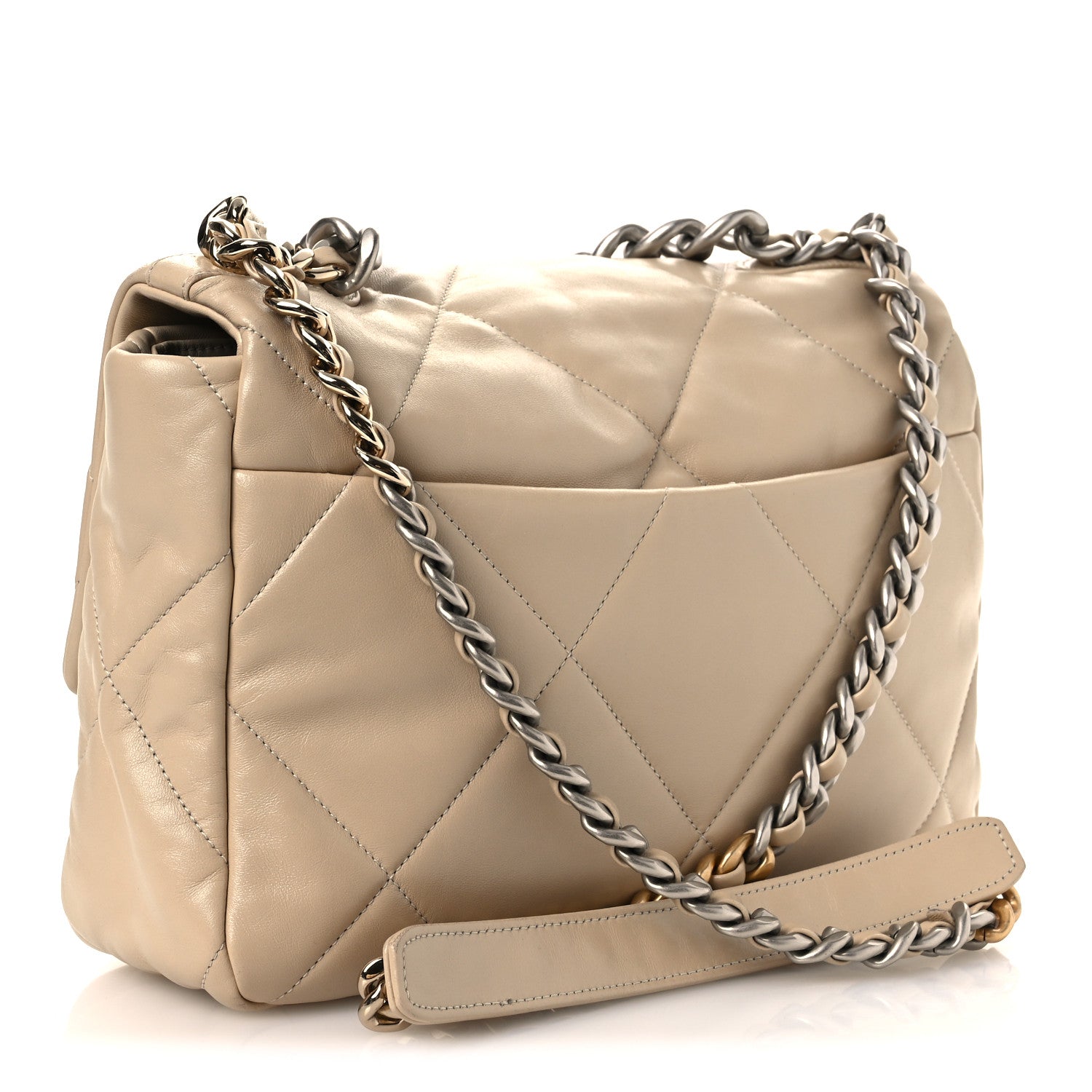 Chanel Lambskin Quilted Large Chanel 19 Flap Beige 2 of 13