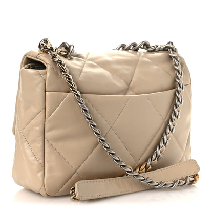 Chanel Lambskin Quilted Large Chanel 19 Flap Beige 2 of 13