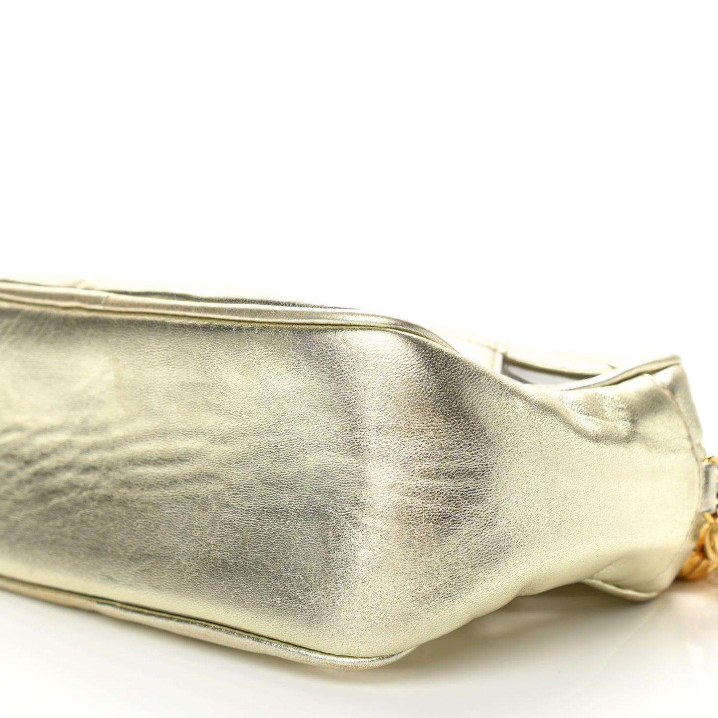 Metallic Lambskin PVC Tassel Camera Case Gold