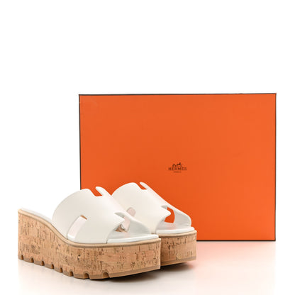 Hermes Calfskin Cork Eze 30 Sandals 39 White 9 of 9