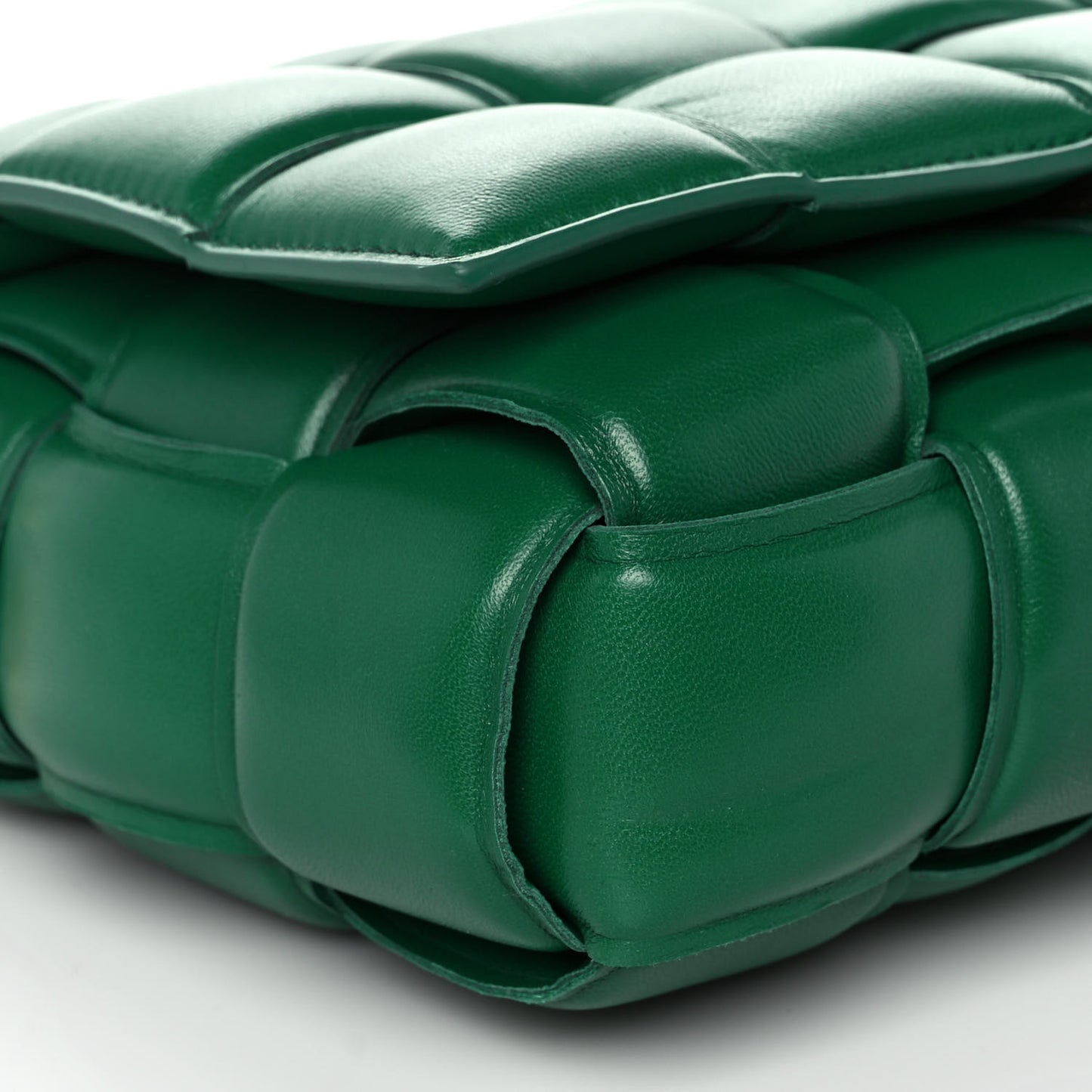 Lambskin Maxi Intreccio Padded Chain Cassette Crossbody Bag Racing Green