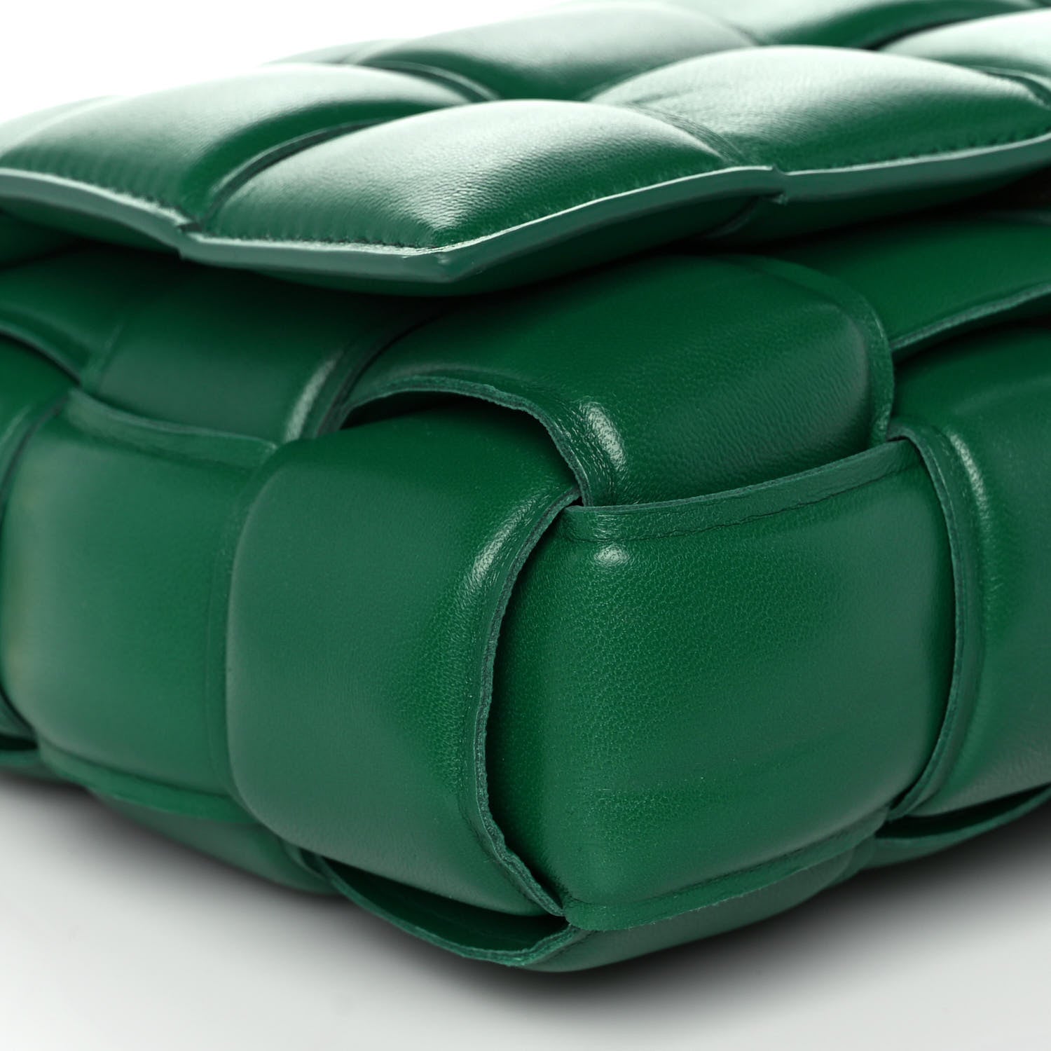 Bottega Veneta Lambskin Maxi Intreccio Padded Chain Cassette Crossbody Bag Racing Green 9 of 13