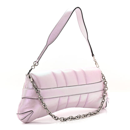 Gucci Iridescent Nappa Vertical Matelasse Medium Maxi Horsebit Chain Shoulder Bag Escape Pink 3 of 10