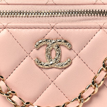 Chanel Lambskin Quilted Metal Enamel Flower Mini Top Handle Vanity Case With Chain Light Pink 8 of 11