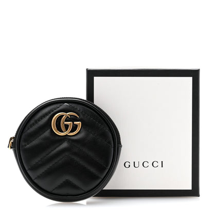 Gucci Calfskin Matelasse GG Marmont Round Coin Purse Black 9 of 9