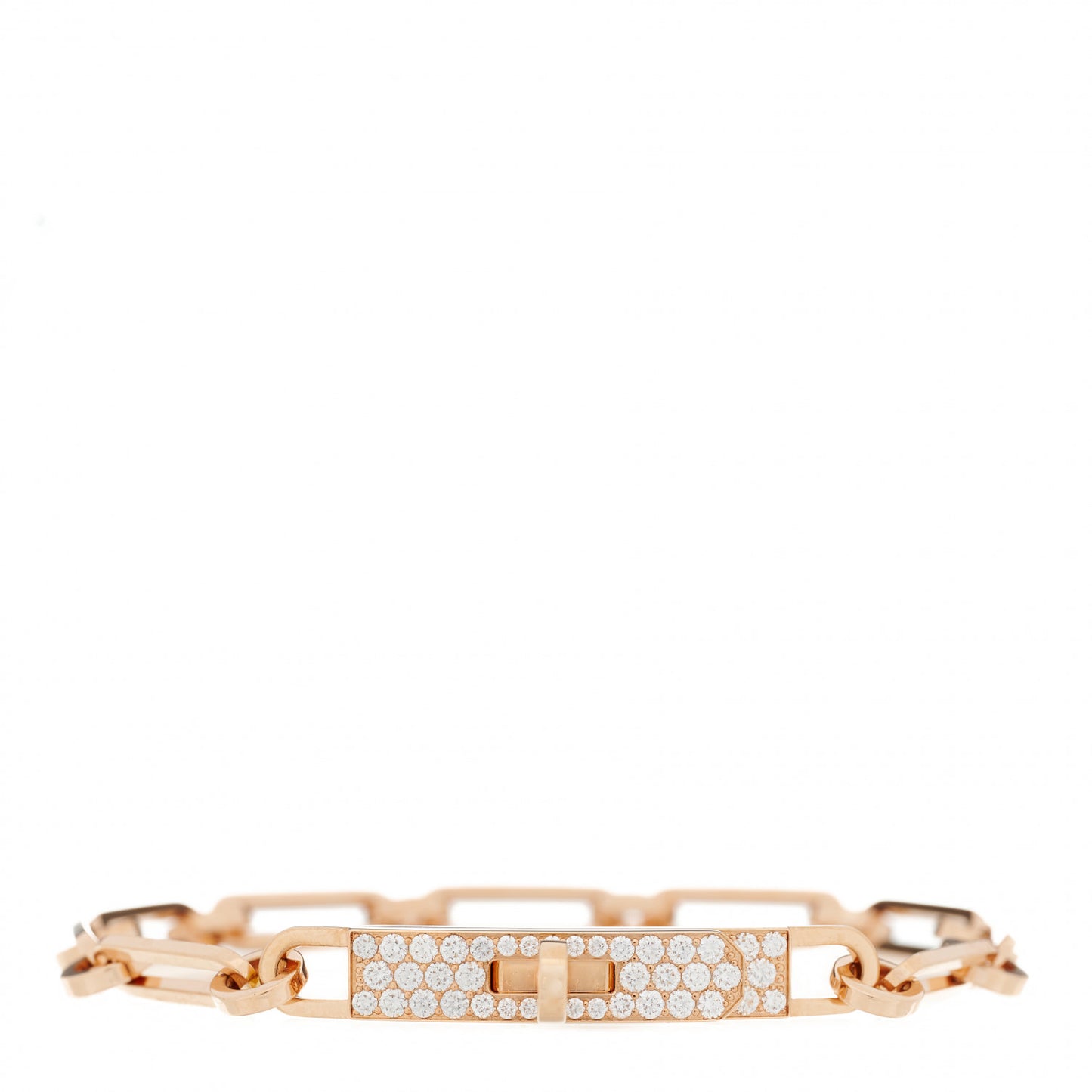 18K Rose Gold Diamond Pave PM Kelly Chaine Bracelet ST