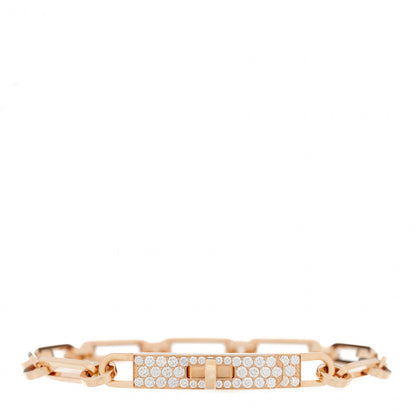Hermes 18K Rose Gold Diamond Pave PM Kelly Chaine Bracelet ST 1 of 4