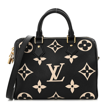 Louis Vuitton Empreinte Monogram Giant Speedy Bandouliere 25 Black Beige 1 of 9