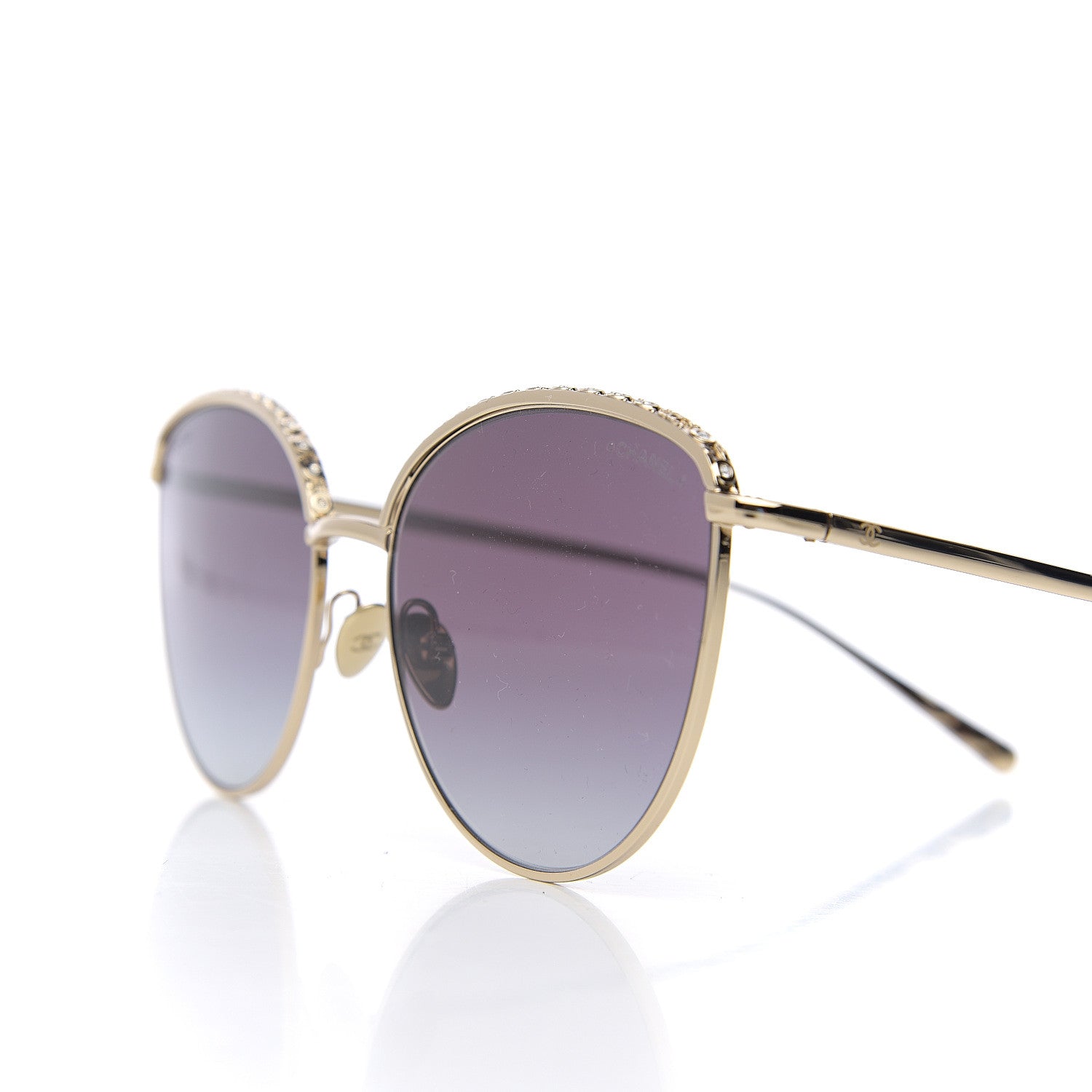 Chanel Metal Crystal Sunglasses 4258-B Gold 7 of 8