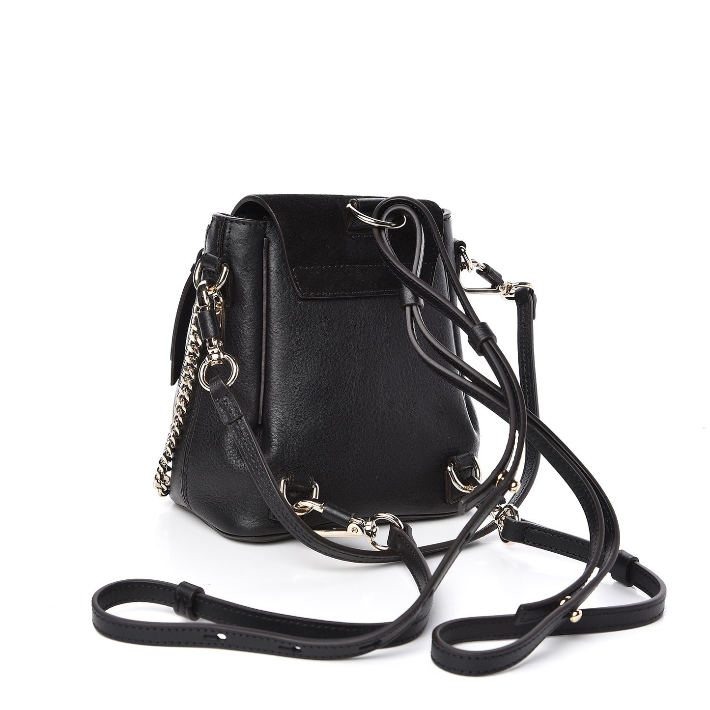 Suede Calfskin Mini Faye Backpack Black