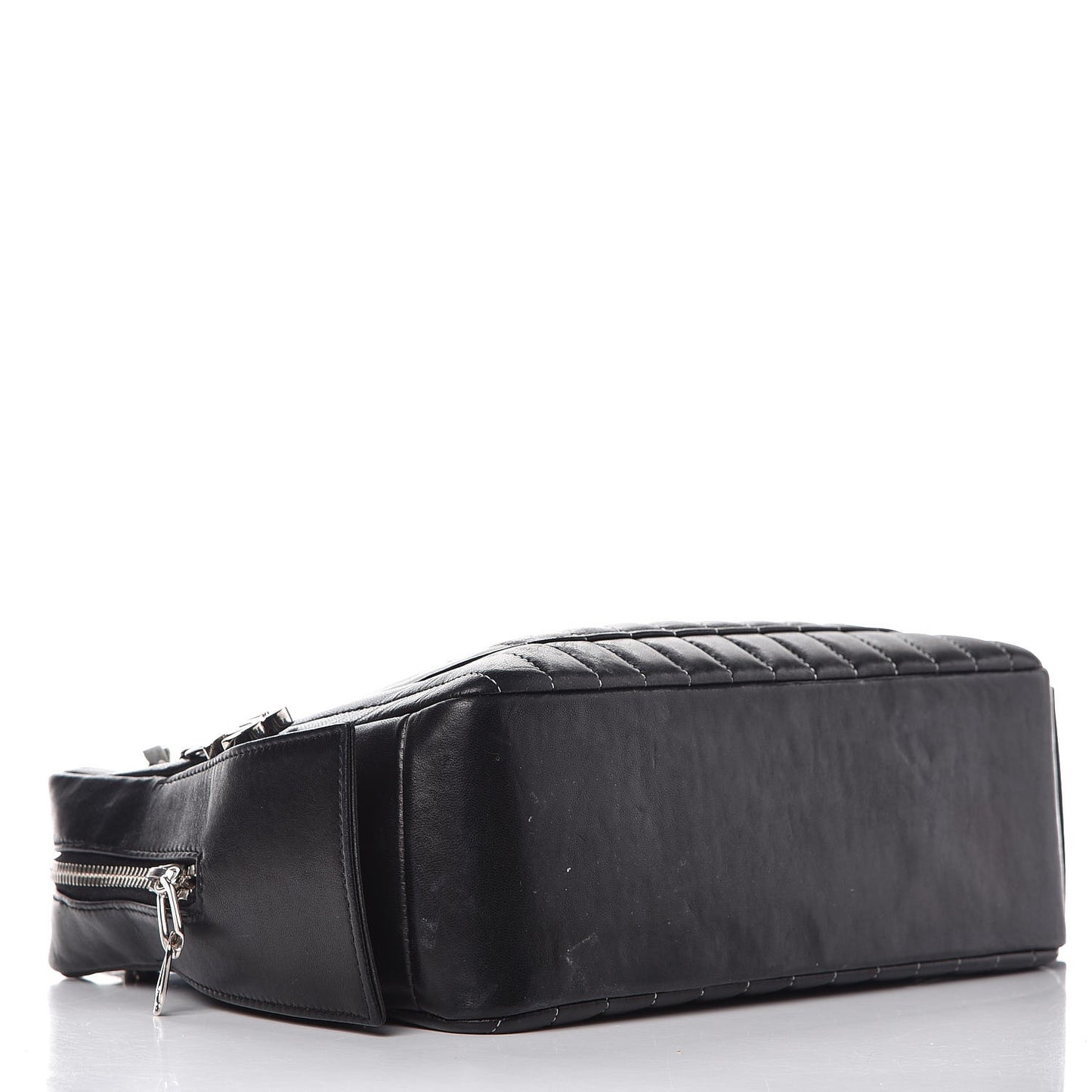 Lambskin Vertical Quilted Mademoiselle Small Camera Case Black