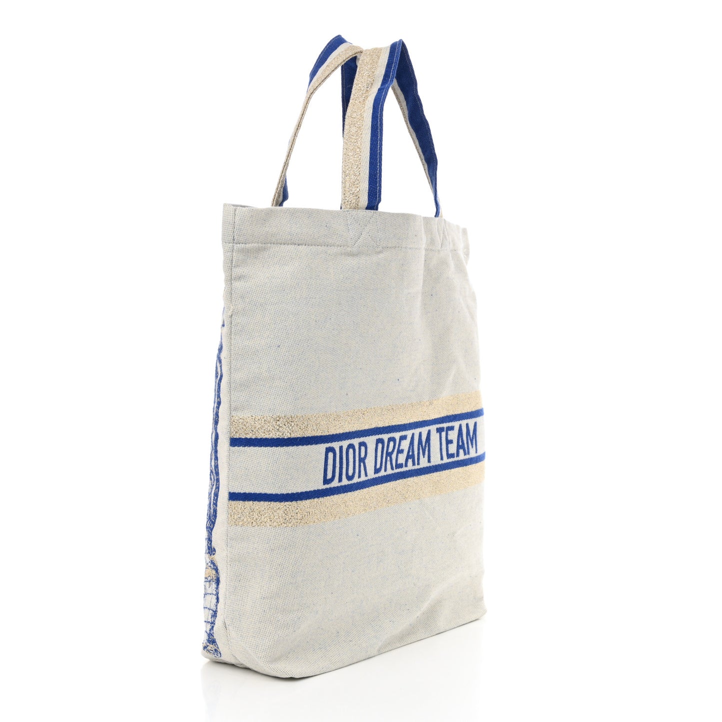 Canvas Print Tote Ivory Blue