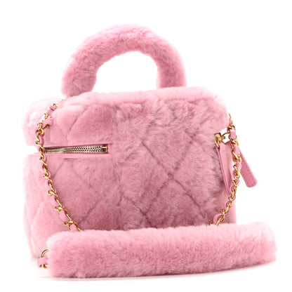 Chanel Shearling Lambskin Quilted Small CC Vanity Case Pink 3 of 10