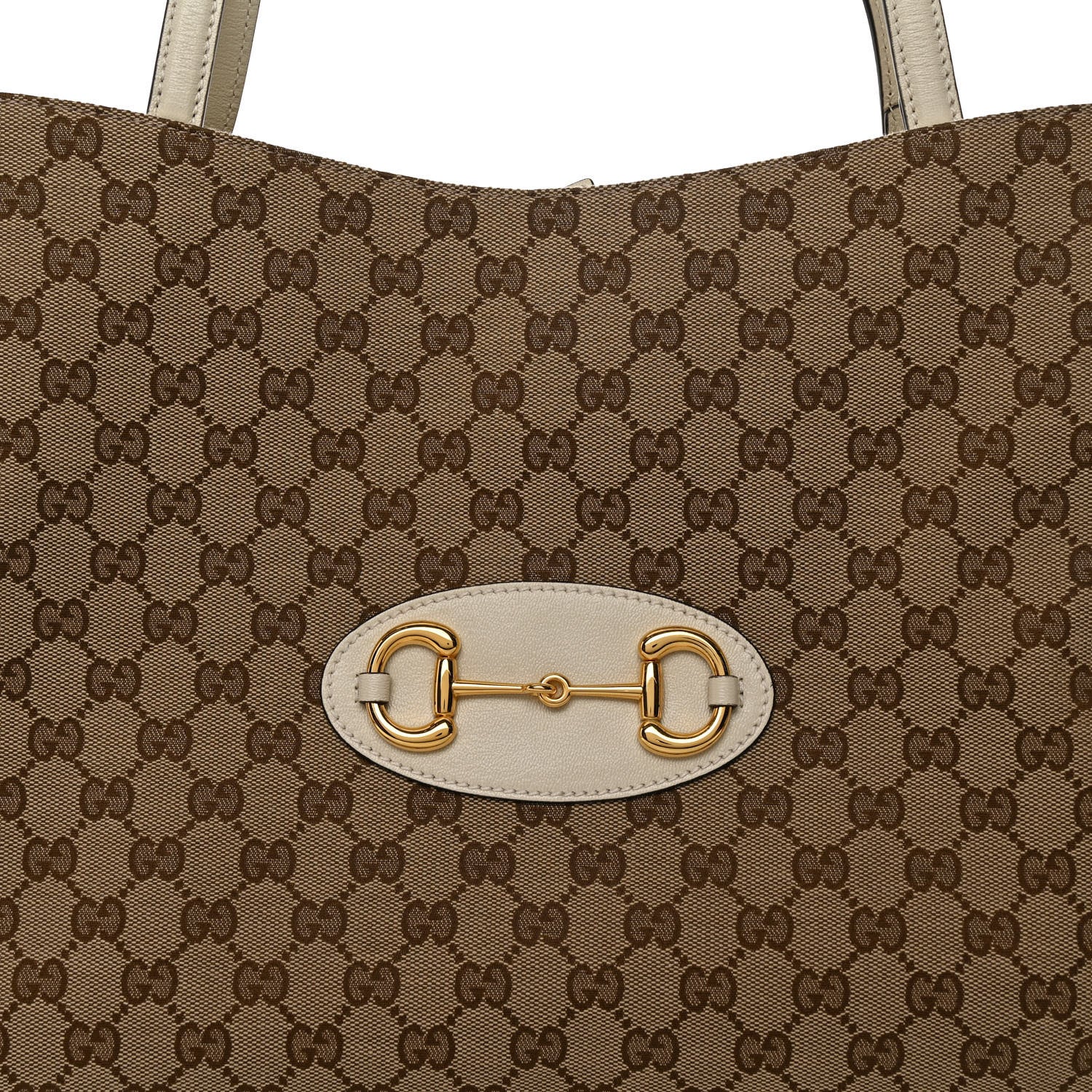 Gucci Monogram New Sakai Calfskin Lux Horsebit 1955 Tote Beige Ebony Mystic White 6 of 8