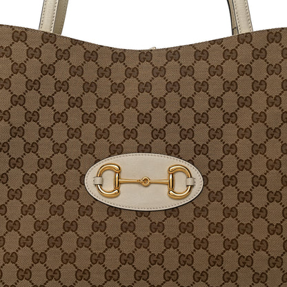 Gucci Monogram New Sakai Calfskin Lux Horsebit 1955 Tote Beige Ebony Mystic White 6 of 8