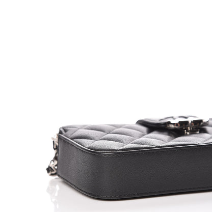 Chanel Lambskin Quilted CC Box Clutch With Chain Black 5 of 13