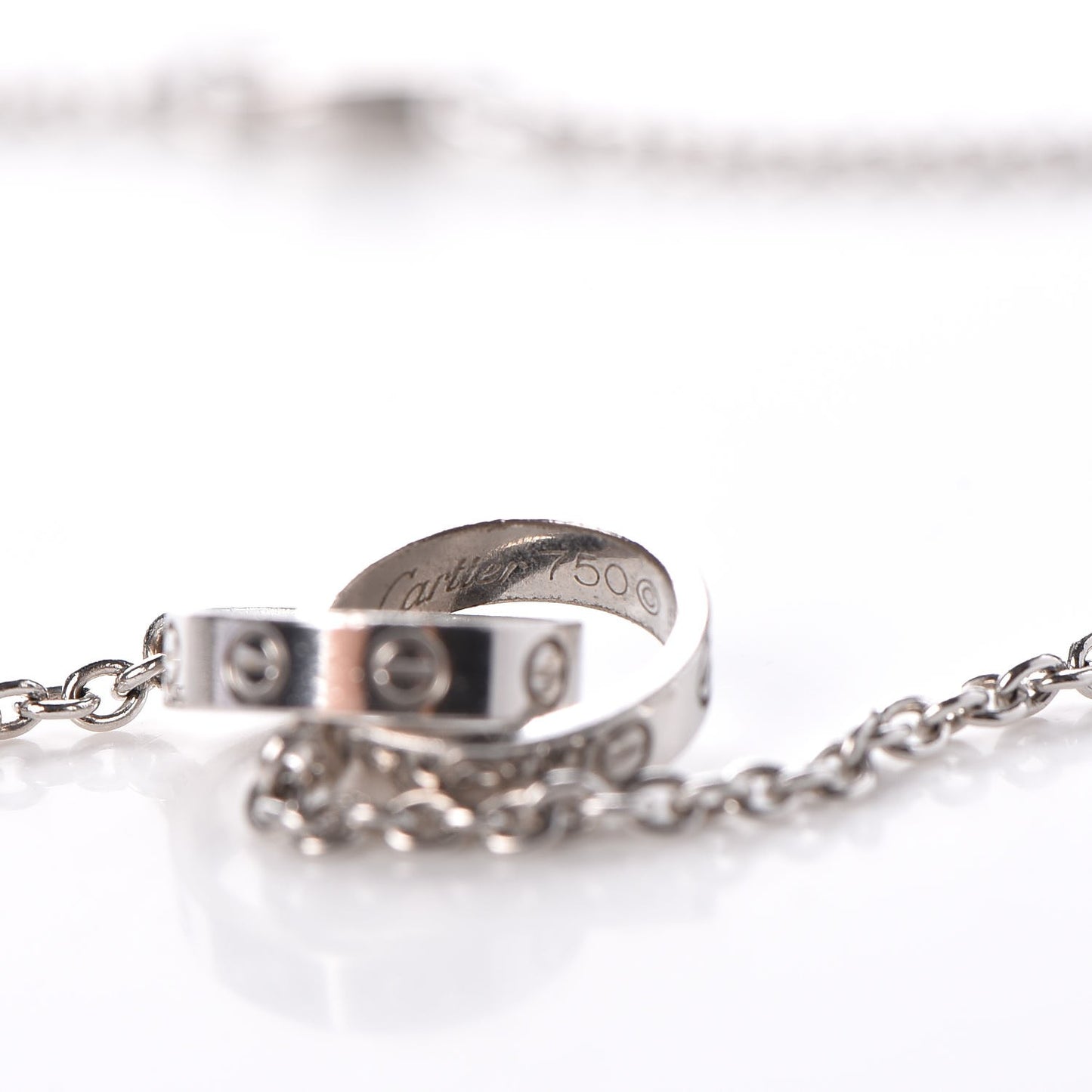 18K White Gold Interlocking LOVE Necklace