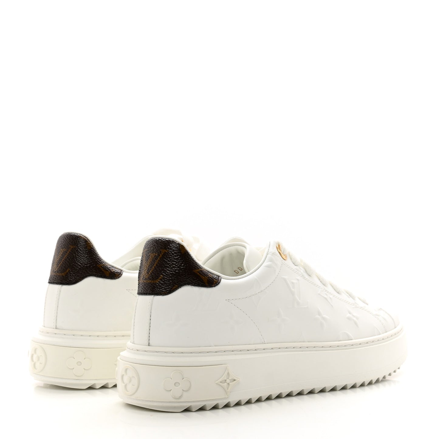 Lambskin Embossed Monogram Time Out Sneakers 37.5 White