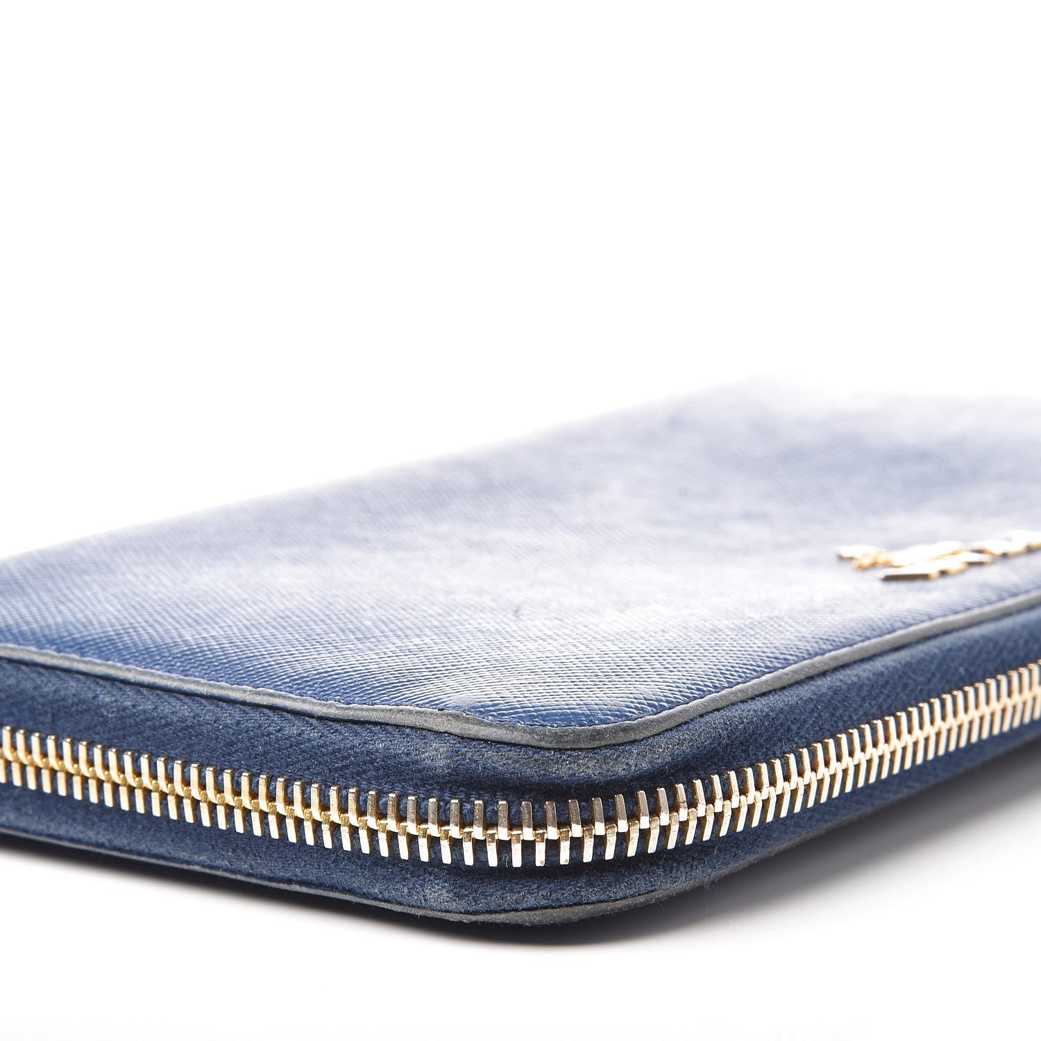 Prada Saffiano Metal Zip Around Wallet Bleuette 11 of 18