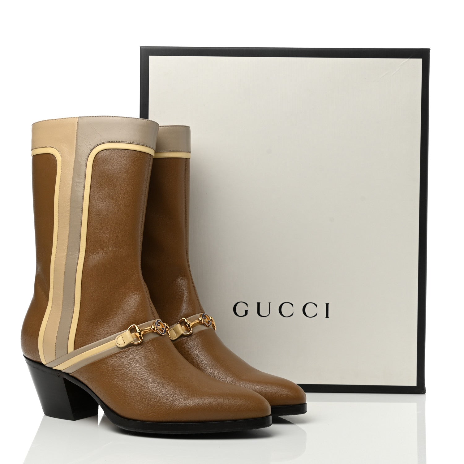 Gucci Goatskin Mens Zahara Interlocking G Horsebit Boots 9 Friky Taupe Oatmeal Butter Sand Storm 9 of 10