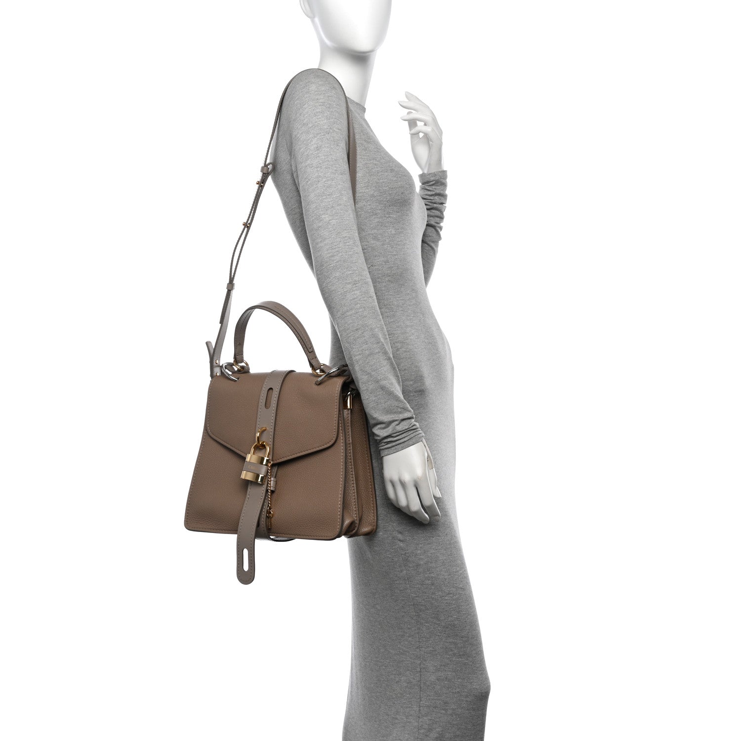 Chloe Grained Calfskin Medium Aby Day Shoulder Bag Motty Grey 2 of 12