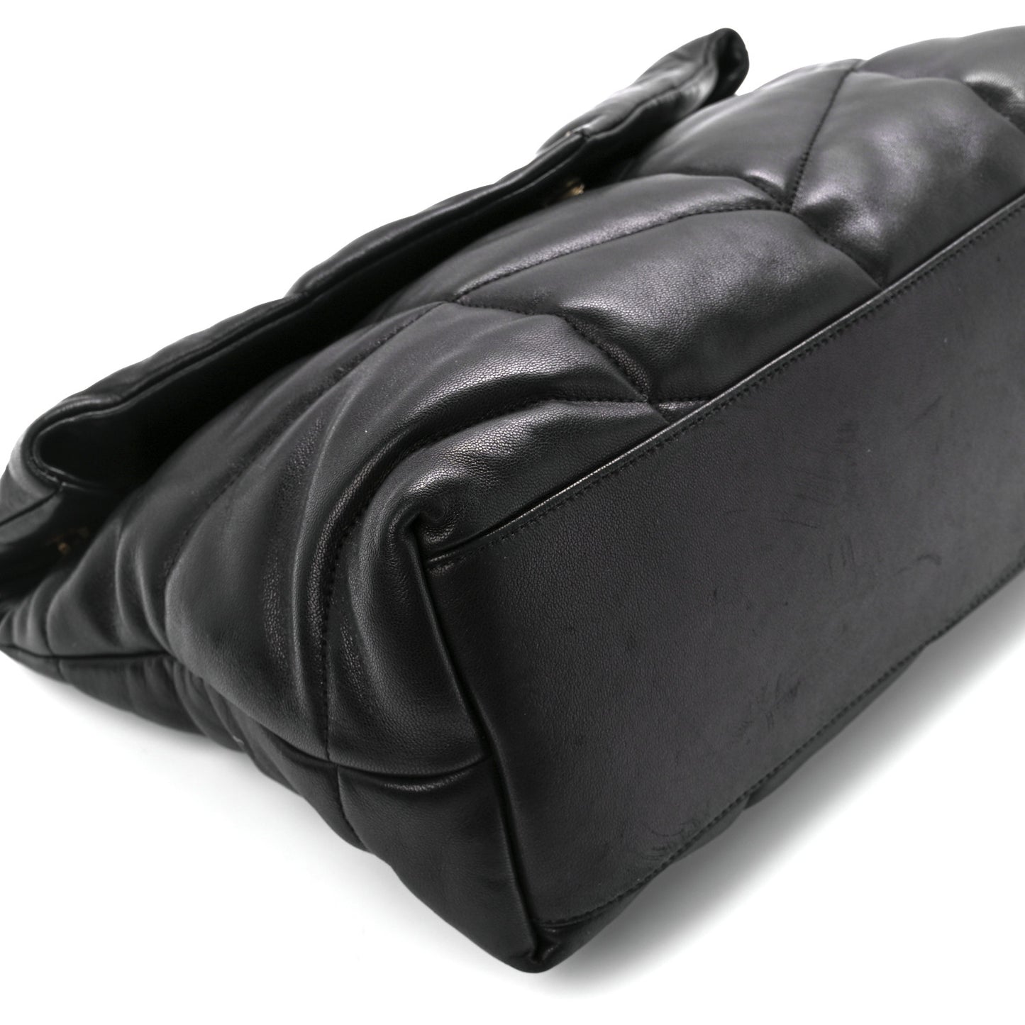 Lambskin Quilted Medium Loulou Puffer Monogram Chain Satchel Black