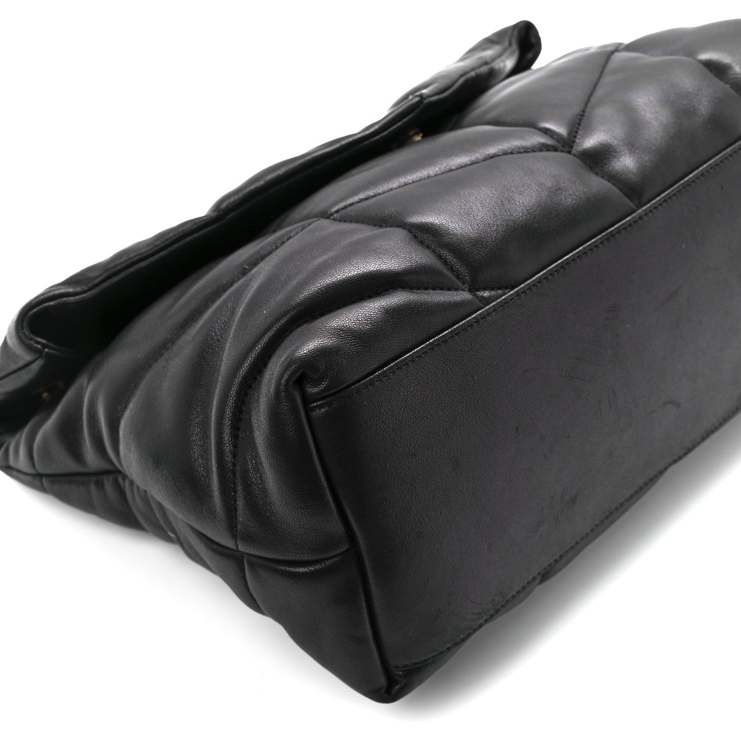 Saint Laurent Lambskin Quilted Medium Loulou Puffer Monogram Chain Satchel Black 11 of 12