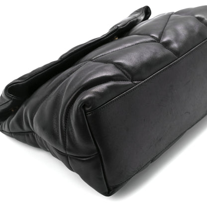 Saint Laurent Lambskin Quilted Medium Loulou Puffer Monogram Chain Satchel Black 11 of 12