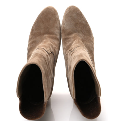 Chanel Suede Calfskin Fabric Short Boots 36 Brown 2 of 11