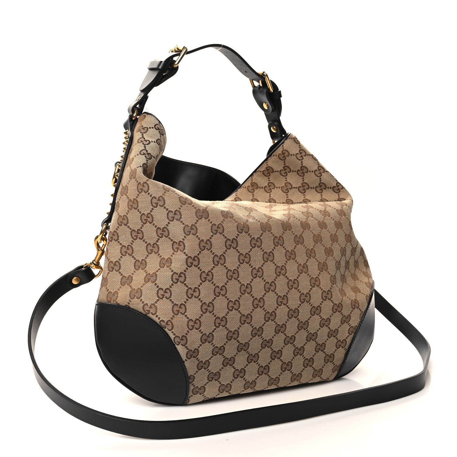 Gucci Monogram Medium Patti Stud Hobo Black 3 of 10