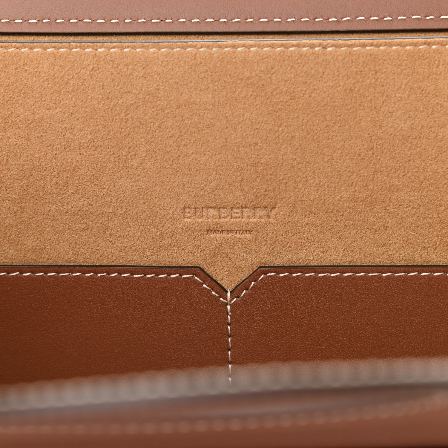 Burberry Soft Calfskin Small Pocket Tote Bag Tan 5 of 9