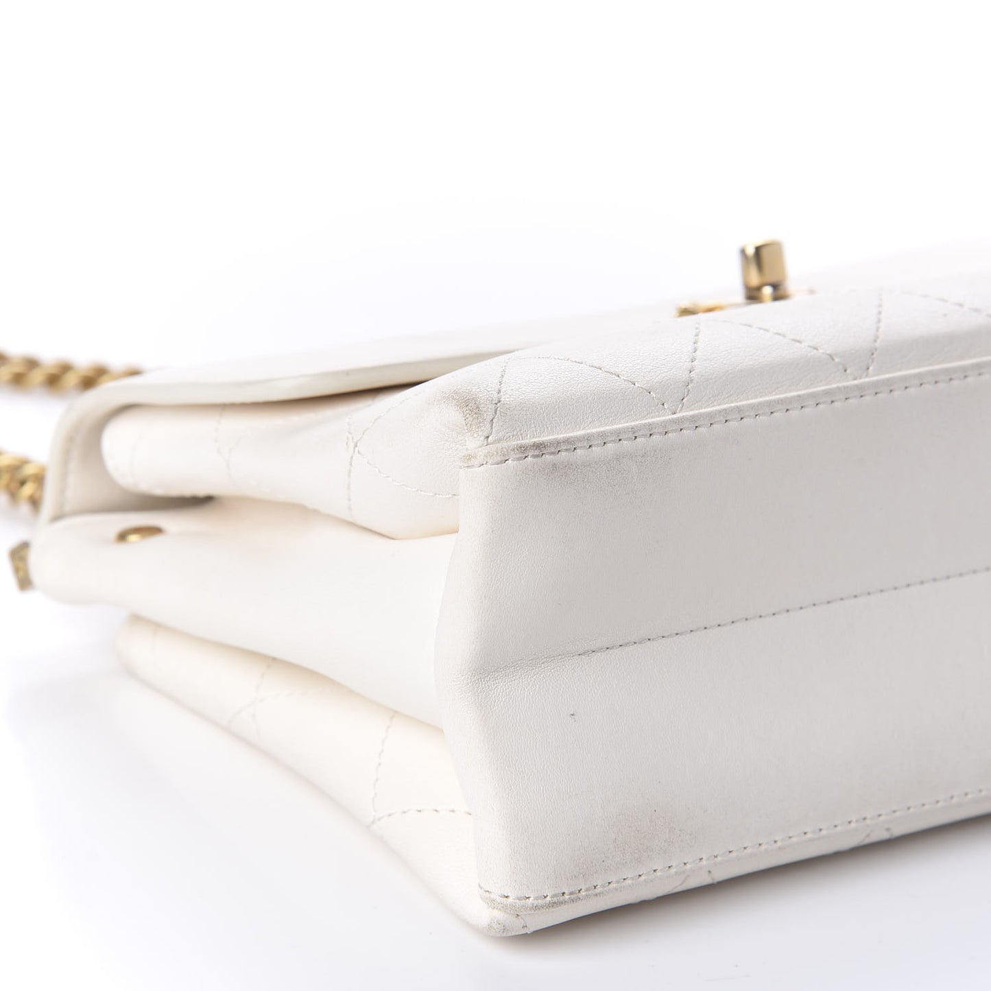 Lambskin Quilted Small Coco Lux Flap White