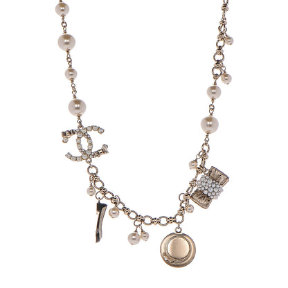 Chanel Pearl CC Charm Short Necklace Gold 1 of 5